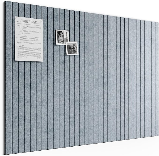 Bumusty 48"x 36" Large Felt Bulletin Board Tiles, Blue Gray | 12-Pack Cork Board Alternative, Wall Decor, 30 Pushpins, 60 Adhesive Tabs, Vision Board, Office, Classroom, Home, Dorm