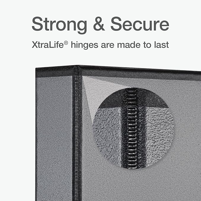 Oxford Ring Binders, 1.5" Round Ring Binders, View Binder, Covers on 3 Sides, XtraLife Hinge, Non-Stick, PVC-Free, Black, 350 Sheet Capacity (1002548)