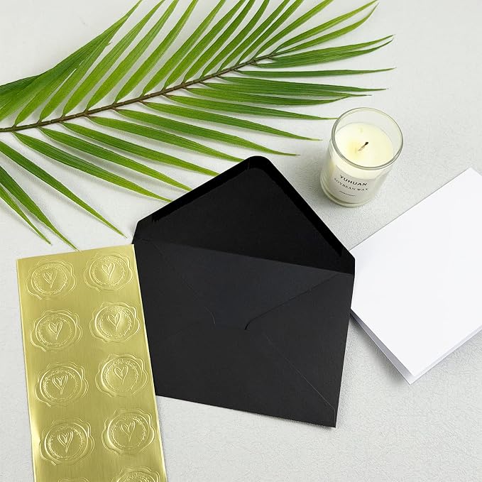 50 PCS Black A4 Envelopes for Invitation, 4x6 Envelopes for Greeting Cards | Great for Invitations, Photos, Wedding Invitation, Birthday, Baby Shower, Graduation