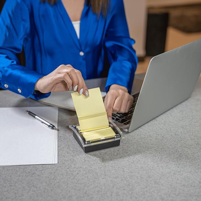 Mr. Pen- Pop Up Note Dispenser, 3" x 3", 6 Pack, Black Base, Clear Top | Sticky Note Dispenser, Sticky Note Holder for Desk