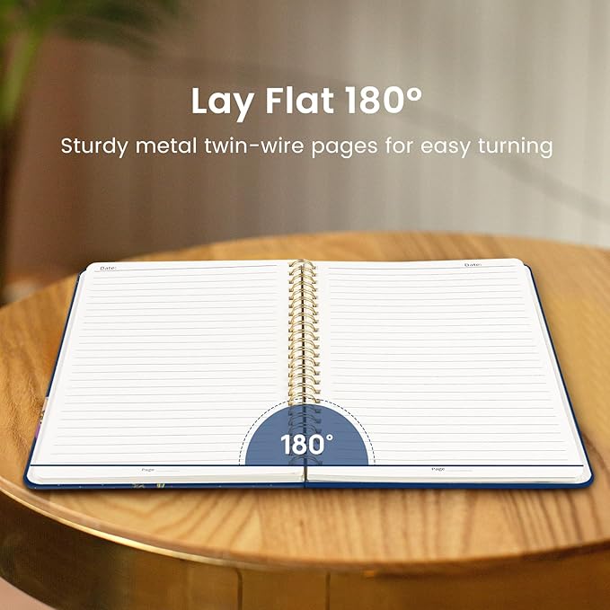 Taja Lined Spiral Journal Notebook for Women, A5 Cute College Ruled Hardcover Notebook for Work & Note Taking, Pretty Journal for Writing, 140 Pages, Tulip