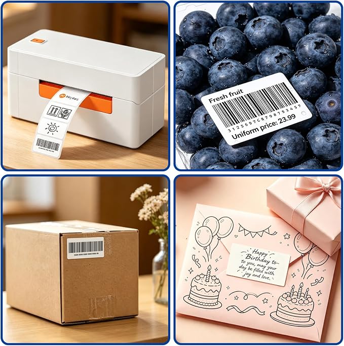 ESSENTIAL 2" x 1" Direct Thermal Printer Labels for Barcodes, Address | Permanent Adhesive, Compatible with Zebra, Rollo and Other Desktop Printers, 1300 Labels of Roll, 12 Rolls (15600 Labels)