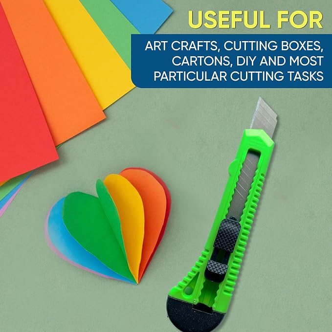 Bulk Utility Knives, Retractable Box Cutter for Cartons, Cardboard and Boxes, 18mm Wider Razor Sharp Blade, Smooth Mechanism, Perfect for Office and Home Use, 40 Pack, Mix Color