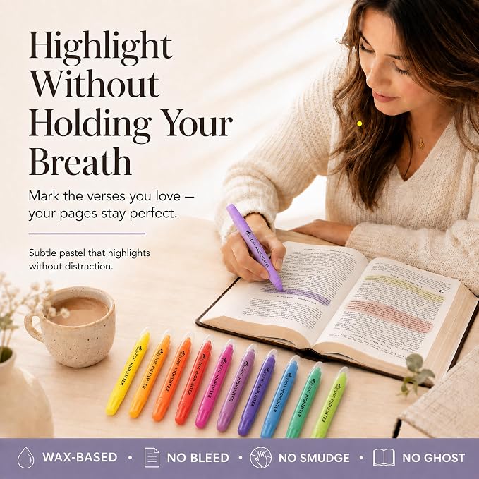 10 Pack Bible Safe Highlighters - Vibrant Colors Gel Highlighters | No Bleed, Scripture Markers for Journaling, Study Accessories and School Supplies
