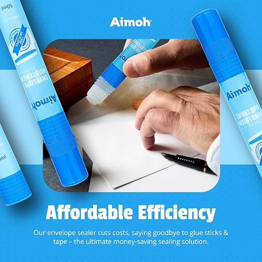 Aimoh Envelope Moistener & Envelope Sealer, Fast-Drying Adhesive 4-Pack | For envelopes, stamps & letters, Quick-drying, Clear finish, Non-toxic, 4 x 50ml, Home, office & school use (13454)
