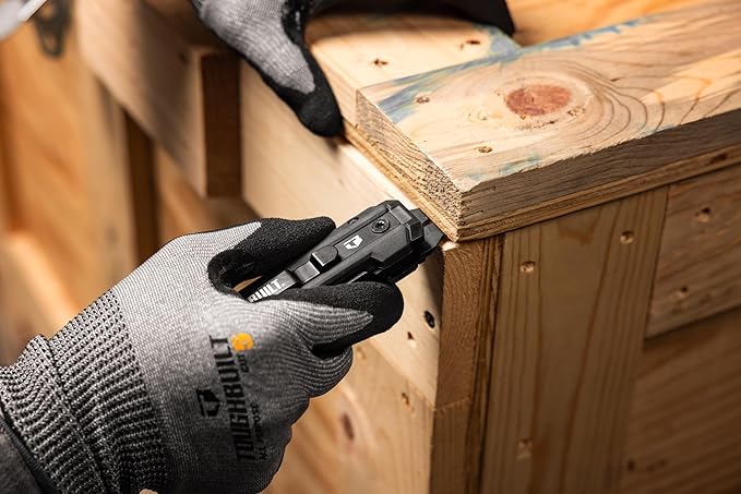 ToughBuilt – Prybar Utility Knife with Blade Storage, Heavy-Duty Folding Utility Knife with Built-In Prybar, Scraper Edge, Wire Cutter, Internal Blade Storage, All-Metal Construction (TB-H4-12-IST)