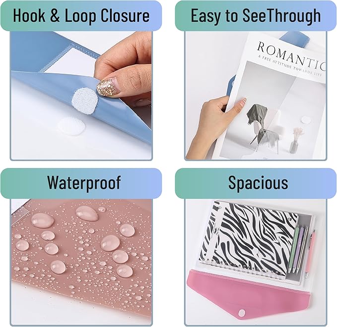 Mr. Pen- Clear Plastic Envelopes, 40 Pack, A4, Letter Size, Colorful, Clear Folders for Documents Plastic Envelopes for Documents