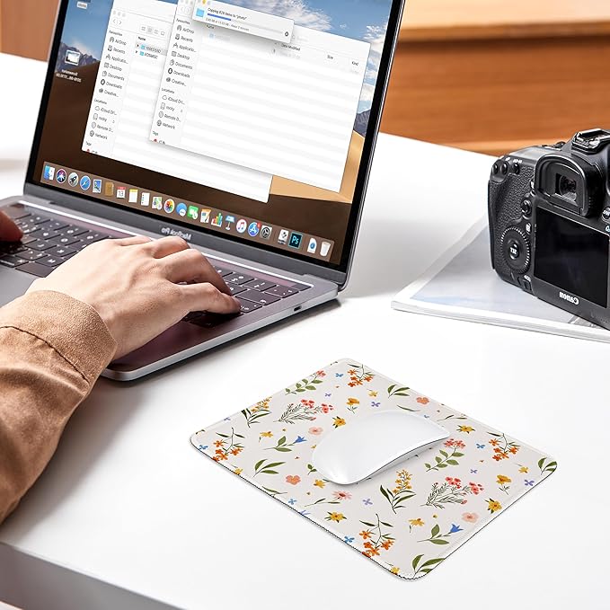 Premium Mouse Pad with Stitched Edges – 10.2 x 8.3 in | Smooth, Washable Mat with Non-Slip Base | Personalized Cute MousePads for Laptop, Computer, Office, Home (Colorful Floral)