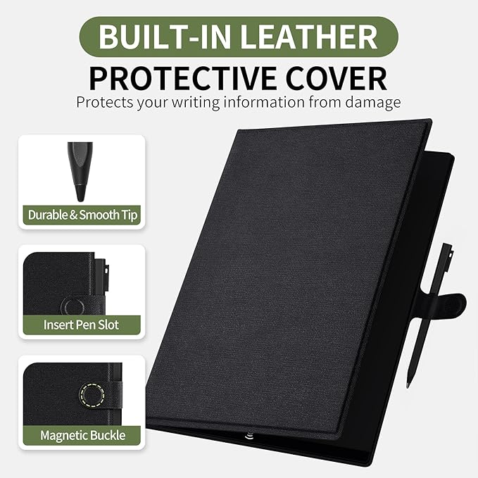 LCD Writing Tablet for Adults: 9.5 inch with Leather Case Reusable Erasable Notepad