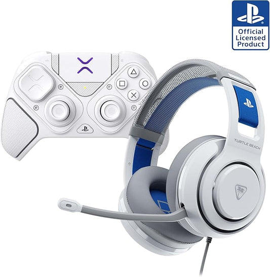 Bundle of Turtle Beach Atlas 200 Wired Gaming Headset Officially Licensed for PS5 & PS4 - White + Victrix Pro BFG Reloaded Wireless Gaming Controller Officially Licensed for PS5, PS4, PC - White