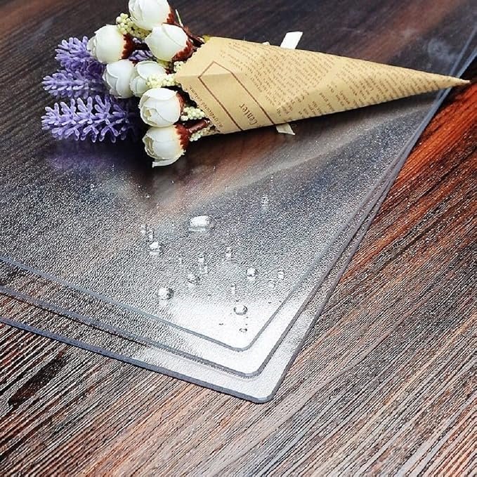 LovePads Frosted Table Cover Protector 36 x 62 in, 1.5mm Thick Plastic Mat | Non-slip Waterproof PVC Table Protector, Cut to Size, Spill-Stain-Scratch Proof, Fits Kitchen, Dining Table, Dresser, Desk