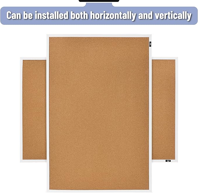 Mr. Pen- Cork Notice Board, 36 X 24 Inches, White Cork Bulletin Board for Walls, Pin Boards, Framed Corkboard, Decorative Hanging Pin Boards, Perfect for Office & Home Decor
