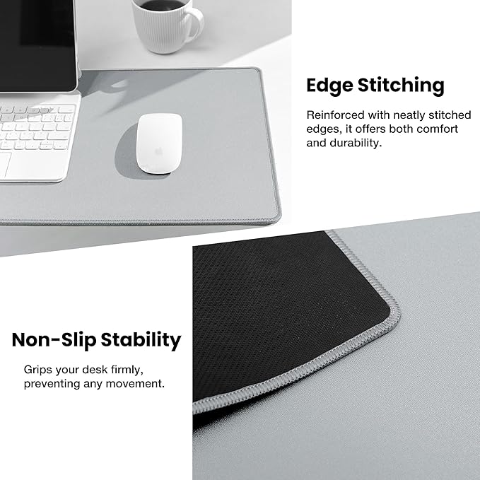 ALOANES Waterproof Mouse Pad with Durable Stitched Edge, XXXL Gaming Keyboard Pad, Non-Slip Rubber Base Mouse Mat, Extended Desk pad for Gamer, Office & Home, Gray Mousepad 35.4"x 15.7"x 0.12"