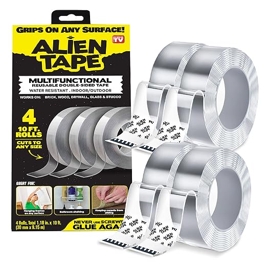 Heavy Duty Double Sided Tape, Nano Tape, Feet Clear Adhesive Tape for Poster Photo Wall Decor As Seen on TV, (4 Rolls - 40 Feet)