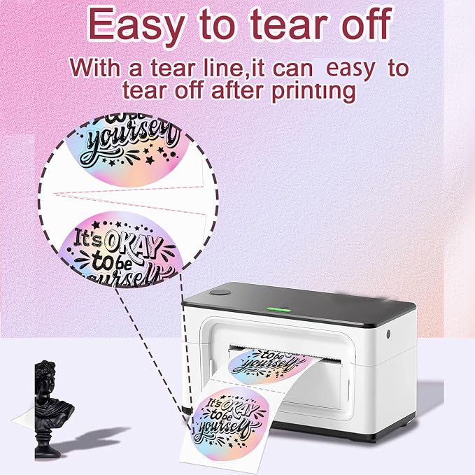 3 Inch Round Thermal Label, Multipurpose Circle Sticker for Business and Home, Direct Printer Label for DIY Logo Design, Thanks Card, 500 Labels/1 Roll, Diffuse Purple