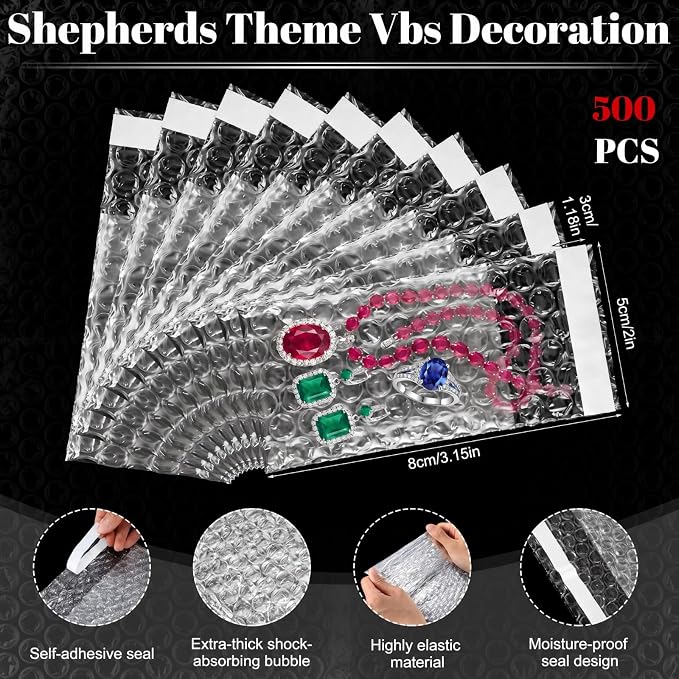 Frienda 500 Pcs Self Adhesive Bubble Bags Packing Pouches, 2" X 3.15" | Double Wall Clear Protective Wrap, Shockproof for Small Business Shipping Packaging, Cushioned Fragile Items Protection