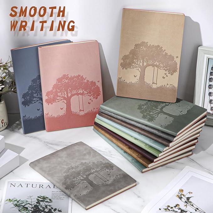TaoBary 36 Pcs Employee Appreciation Gift A5 PU Leather Journals Bulk Colorful Tree Lined Journal Notebook Soft PU Leather Cover Ruled Writing Notebook for Office School Teacher Nurse (Assorted Colors)