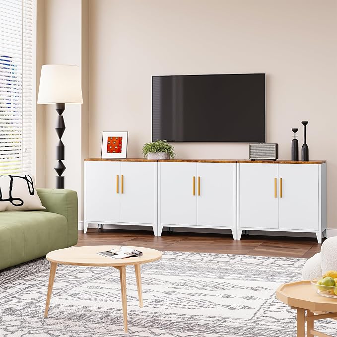 White Storage Cabinet with Doors and Shelves,30 inch Small Pantry Cabinet Sideboard with Leg,Accent Cabinets with Storage,Side Floor Cabinets for Home,Kitchen,Coffee Bar,Dining/Living Room