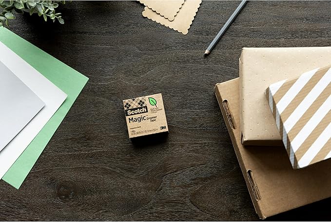 Scotch Magic Greener Tape, Invisible Tape for Fixing Paper, Office Supplies and Back to School Supplies, 0.75 in .x 900 in., 12 Rolls (Pack of 12)
