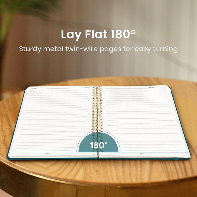 Taja Lined Spiral Journal Notebook for Women & Men, 140 Pages, College Ruled Hardcover Notebook for Work & Note Taking, Journals for Writing, A5(5.7" x 7.9") – Pine Emerald