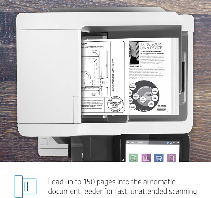 HP LaserJet Enterprise MFP M634z Monochrome All-in-One Printer with Built-in Ethernet, 2-Sided Printing, Extra Paper Trays & 3-bin Stapler/Stacker (7PS96A)