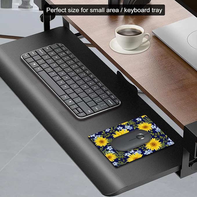 Small Mouse Pad Cute, Mini Mouse Pads for Wireless Mouse and Laptop, Travel Mousepad with Designs - Pretty Sunflowers, Portable Mousepads with Non-Slip Rubber Base for Women - 5.5 x 7 in