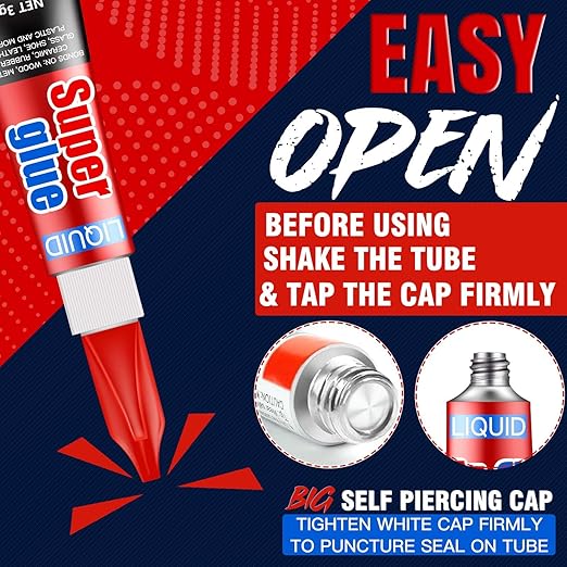 3 Gram (Pack of 48) Single Use Super Glue Liquid, Super Fast, Thin & Strong Adhesive Superglue, Cyanoacrylate Glue for Hard Plastics, DIY Craft, Ceramics, Leather, Metal Etc