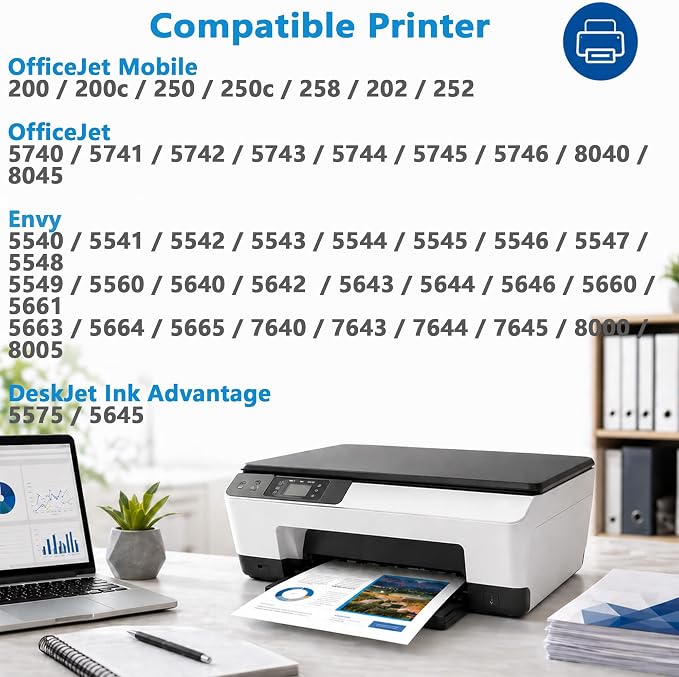 62XL Ink Cartridges Replacement for HP 62 XL Black Color Combo Pack for HP62 HP62XL for OfficeJet 200 250 5665 5661 5560 5640 5663 5742 Envy 7640 7645 5540 5545 5660 Printers with V28.2.1 Chip 2-Pack