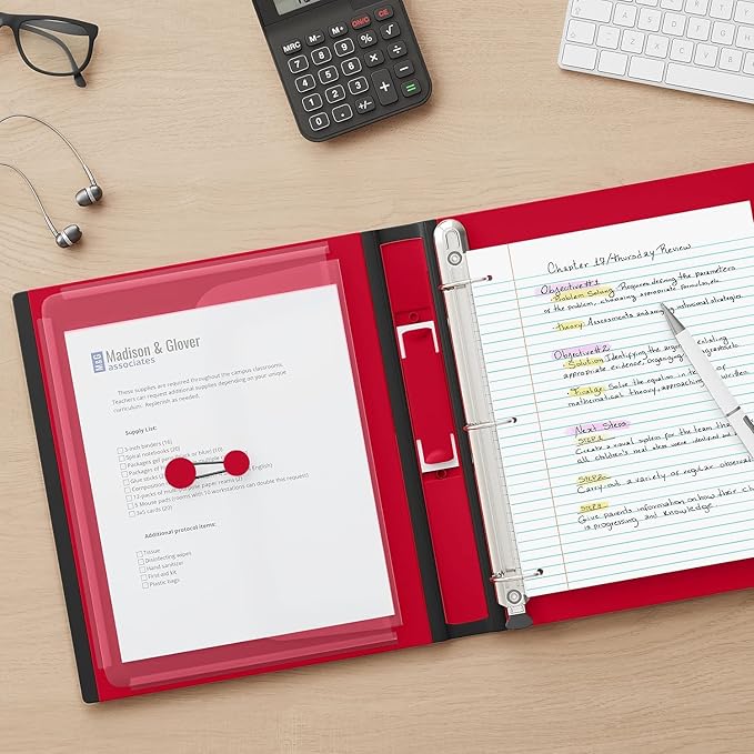 Staples Better Binder 1.5-Inch D-Ring View Binder, Reinforced Spine, Holds Up to 350 Sheets, Red, for Office & School
