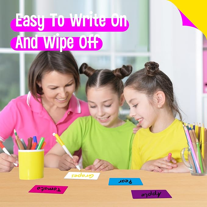 66 PCS Magnetic Name Tag Labels, 11 Colors Dry Erase Reusable Name Stickers for Whiteboards Locker Fridge School Office Home (Each Measures 1" x 3")