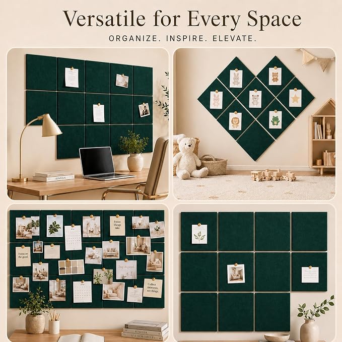Felt Bulletin Board Tiles, Large Cork Board Alternative,24 x 36 in | 0.35 in modular felt wall tiles for notes, photos, schedules, reminders in offices, classrooms, home and office workspaces