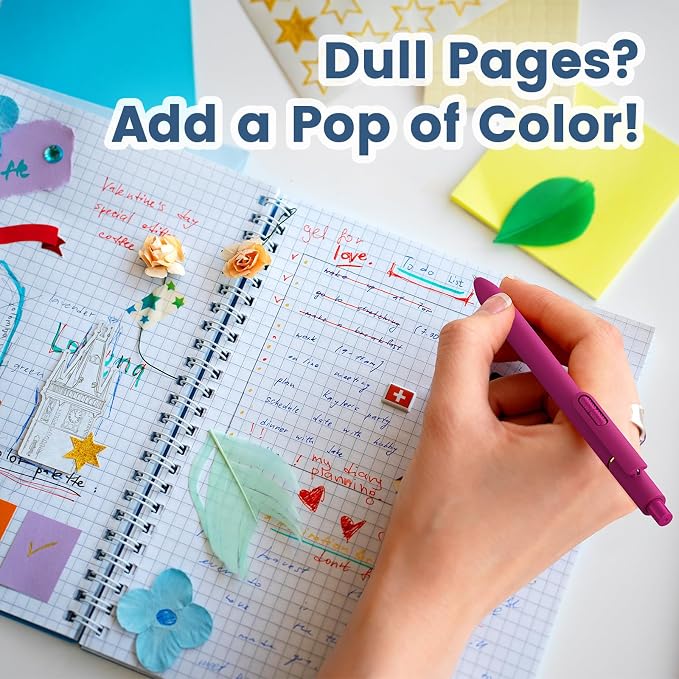 Colorful Gel Pens, 16 Pack 0.7mm Colored Ink Quick-Drying No Bleed | Smooth Writing Coloring, Soft Grip Stress Relief, Fine Point Retractable for Journaling, Note Taking, Office, Students Adults