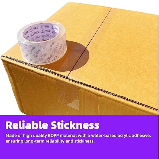 6-Pack Clear Packing Tape with Dispenser, Heavy Duty, Crystal Transparent Packaging Tape for Packing, Shipping, Sealing, Labeling, 1.88 Inches Wide x 60 Yards