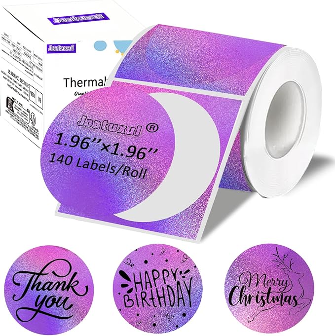 Thermal Labels, Compatible with T50M Pro/M110/M100/M220 Label Maker and Other 4x6 Thermal Printers for Shipping Barcode & Custom Stickers, Holographic Stardust Purple, 2×2 inch