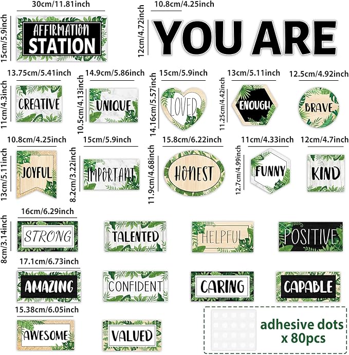 Greenery Affirmation Station Bulletin Board Set Classroom Decorations Simply Boho Eucalyptus Motivational Posters You Are Positive Affirmations Cutouts Farmhouse Inspirational for Classroom Wall Decor