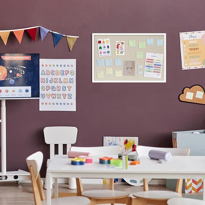 DAHAPYBOO Cork Board with Linen White 2Pack,Bulletin Board 23"x17" | Hanging Corkboards for Office Home School Message Board or Vision Board Decoration.