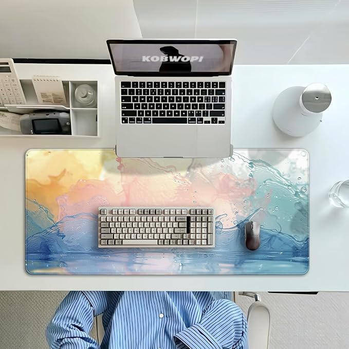 35.4 x 15.7 in, XXL Large Mouse Pad for Desk, Extended Keyboard Mouse Mat for Computer Office, Big Mouse pad with Stitched Edges, Gaming Pc-Color Splashes