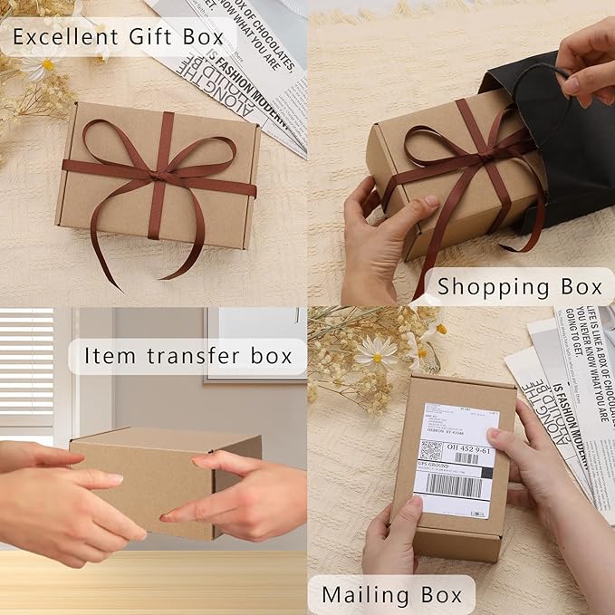 BIOBROWN 6x4x3" 50 Pack Corrugated Cardboard Boxes Small Shipping Box for Packaging Small Business Mailer Mailing Kraft
