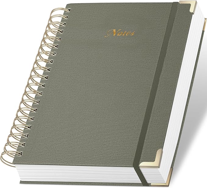 Spiral Notebook Journal, 328 Pages Linen Hardcover College Ruled Notebook, Lined Thick Journals for Women Men, A4 Thick Spiral Journal for Writing, 100GSM Paper, Cute Notebooks for Work School