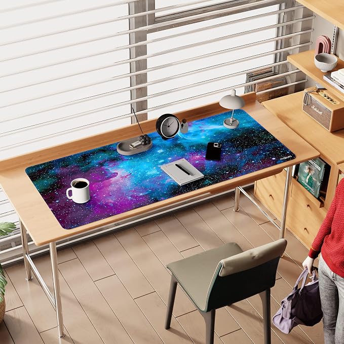 Mydours 55" x 24" Gaming Mouse Pad, XXL Full Desk Pad (Purle Universe) | Non-Slip Rubber & Smooth Fabric, Computer Pad Protector, Extended Desk Mat for Gaming, Office, Home, Workingg