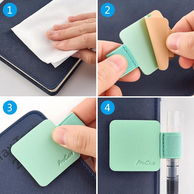 ProCase (5 Pack Pen Loop Holder for Notebooks Journals Planners Tablet Case, Self Adhesive Leather Pencil Holder with Elastic Loop for Pens, Apple Pencil, Stylus Pen -Pink/Purple/Mint
