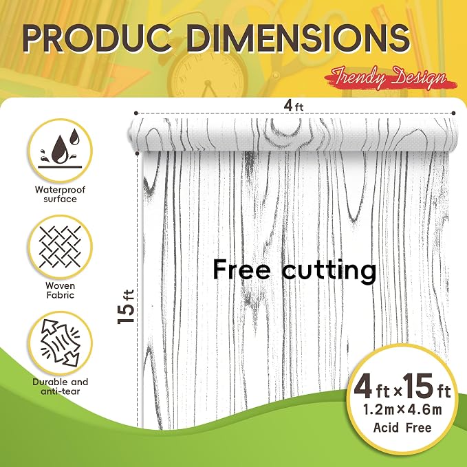 4x15ft White Wood Bulletin Board Paper for Classroom Decor | No pinholes, sound-absorbing, flexible DIY sizing, office culture wall, home message center, creative mood board