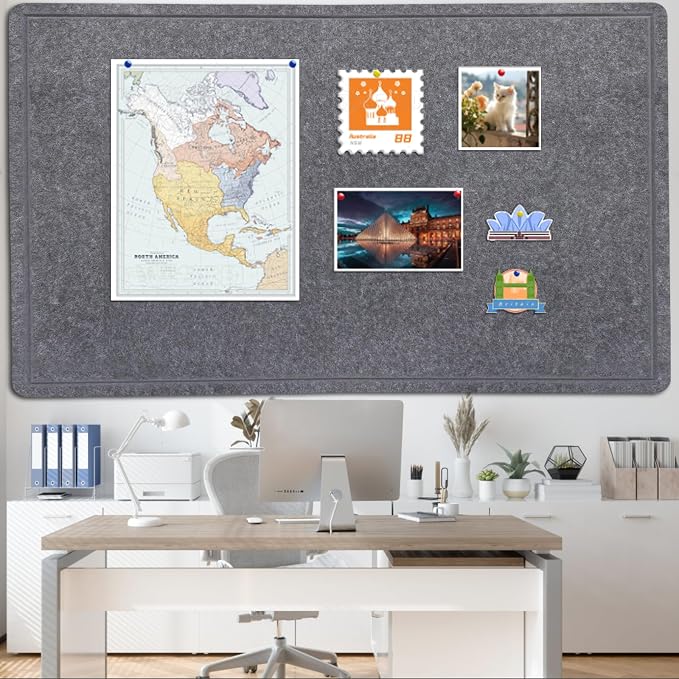 Large Bulletin Board 72" x 48" Felt Cork Board - Decor Pin Board, Dark Gray | Cork Board Alternative for Wall, Foldable Self-Adhesive Vision Board Prayer Board with Pushpins for Home Office Classroom