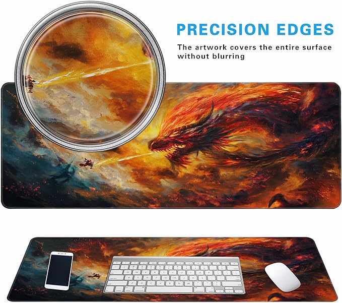 Dragon Castle Desk Pad Game Aesthetic Mouse Pad Large Gaming Mousepad Extended Keyboard Pad 31.5 x 11.8 in Laptop Computer Mouse Keyboard Mouse Pads for Desk Decor Mat