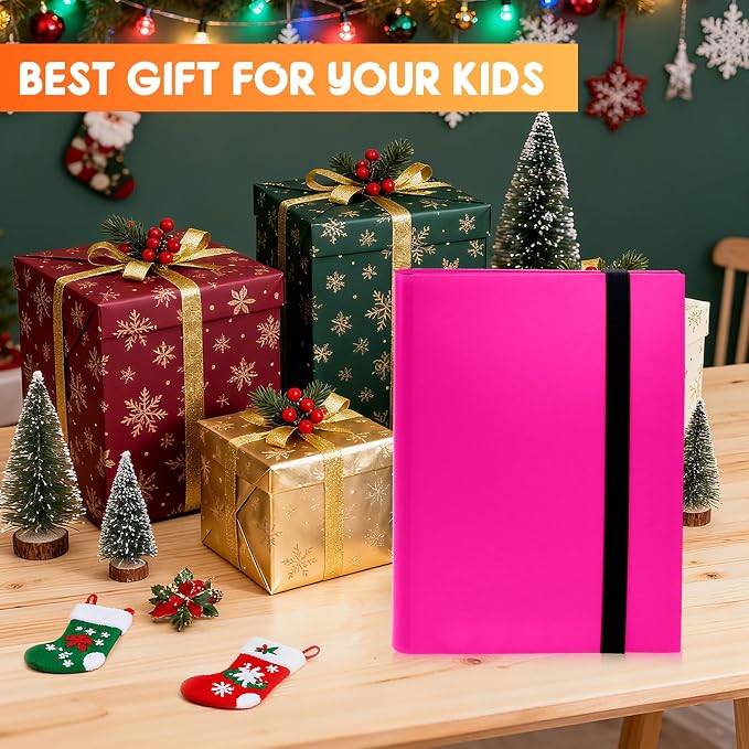 Trading Card Binder 9 Pocket, 360 Card Waterproof Folder with Side Loading Sleeves, Sturdy Card Collection Album for MTG, TCG, Game Cards & Sports Cards (1, Rose Red)
