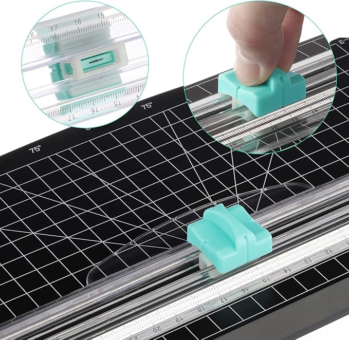 Firbon 5 Pieces Green Replacement Blade with Automatic Security Safeguard Design for Paper Cutter Trimmers