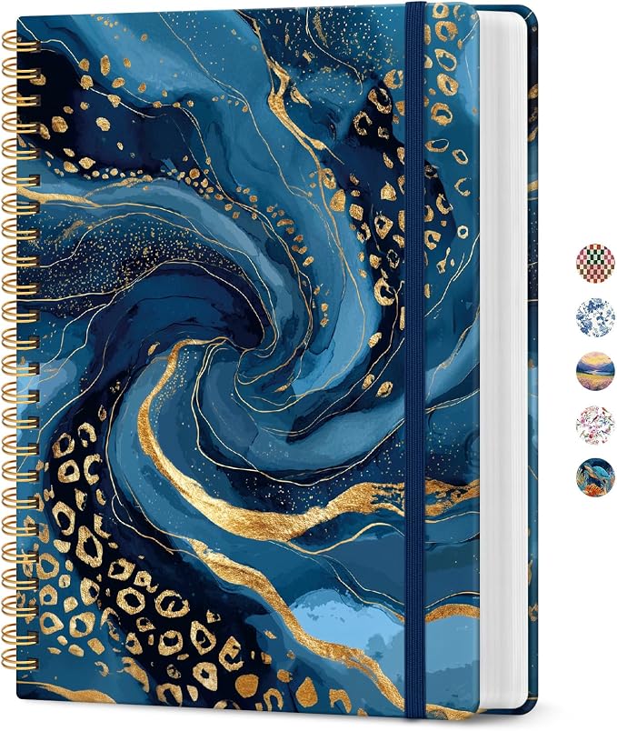Spiral Notebook for Work Thick Hardcover Lined Journal for Note Taking | Auric Cascade 300 Pages (7.1"x10") B5 College Ruled Journal for Women & Writing, Fit for Office Home School Supplies