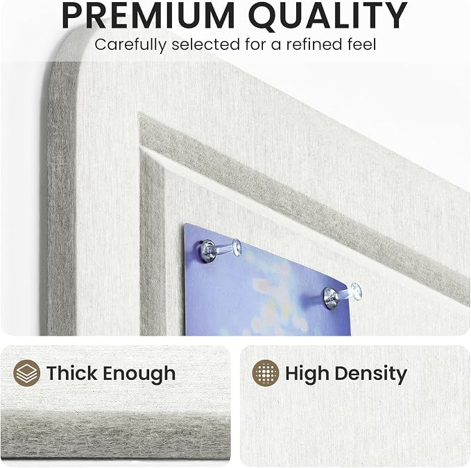 Large Bulletin Board, 48 X 35 Inches Felt Cork Board with 40 Pushpins, Foldable Felt Notice Pin Board Photo Display Board with Self-Adhesive Tape for Office Home School (White, 48x35 inch)