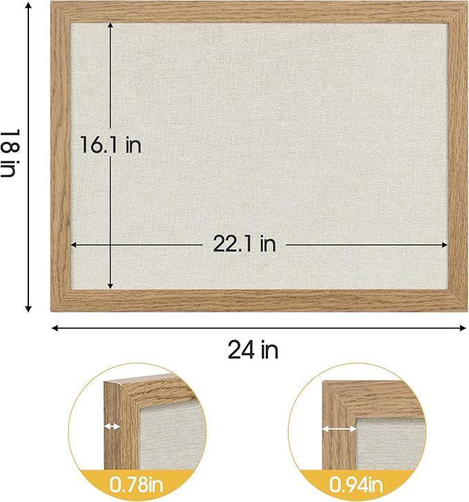 AKTOP 2-Pack Cork Board Bulletin Board with Linen 18" X 24", Large Framed Corkboard for Wall, Hanging Pin Board Picture Board for Home Office Decor, Cute Vision Board with Pushpins (Carbonized Black)