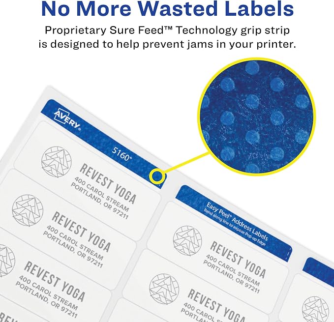 Avery Round Printable Labels, 2.5" Diameter, Matte White, Sure Feed Technology, Laser & Inkjet Compatible, 300 Blank Labels, Great for Branding, Packages, School Supplies,and More (5294) (Pack of 10)